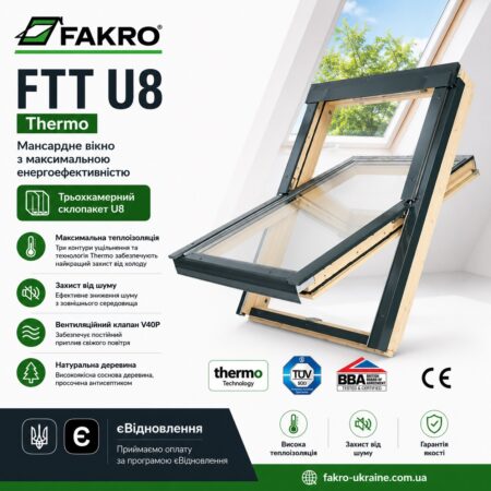 FAKRO FTT U8 - Трьохкамерне вікно
